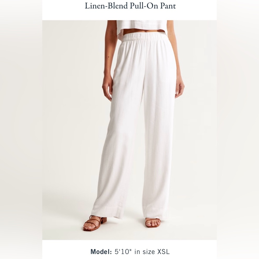 Abercrombie Linen-Blend Pull-On Pant in White